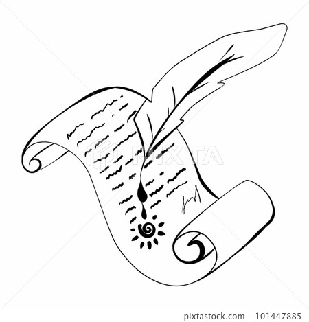 writing, pen, text, signature, seal, ink. Scroll vector icon 101447885