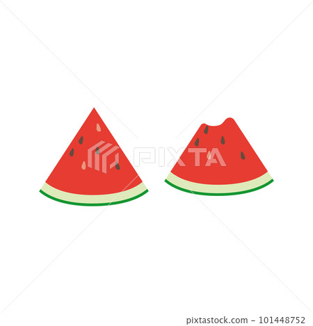 Cartoon sliced watermelon fruit. Different eating status. Isolated on white background, flat design, EPS10 vector 101448752