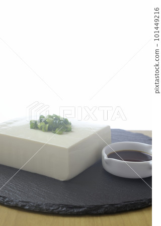 Chilled tofu with silken tofu, condiments and soy sauce Chilled tofu with silken tofu, condiments and soy sauce 101449216