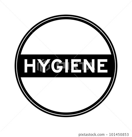 Black color round seal sticker in word hygiene on white background 101450853