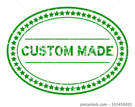Grunge green custom made word oval rubber seal stamp on white background 101450883