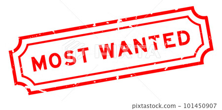 Grunge red most wanted word rubber seal stamp on white background 101450907