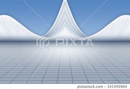 white curved structure building and ground with blue sky background 101450984