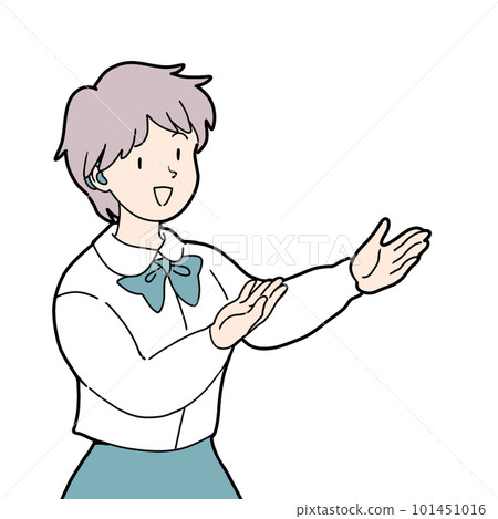 穿制服戴助聽器的女孩圖解引導 穿制服戴助聽器的女孩圖解引導 101451016