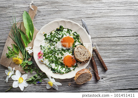 Fried eggs healthy 101451411