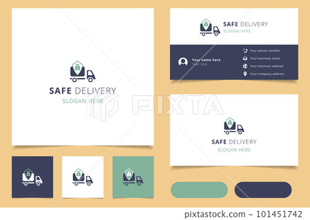 Safe delivery logo design with editable slogan. Branding book and business card template. 101451742