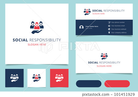 Social responsibility logo design with editable slogan. Branding book and business card template. 101451929