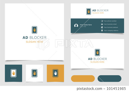 Ad blocker logo design with editable slogan. Branding book and business card template. Ad blocker logo design with editable slogan. Branding book and business card template. 101451985