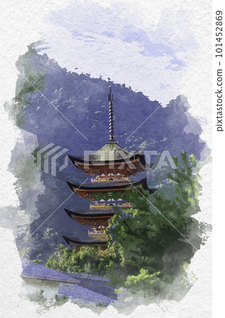 水彩風格宮島嚴島神社五層寶塔廣島縣廿日市市 水彩風格宮島嚴島神社五層寶塔廣島縣廿日市市 101452869