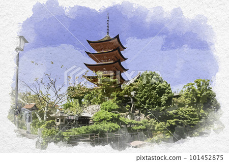 水彩風格宮島嚴島神社五層寶塔廣島縣廿日市市 水彩風格宮島嚴島神社五層寶塔廣島縣廿日市市 101452875