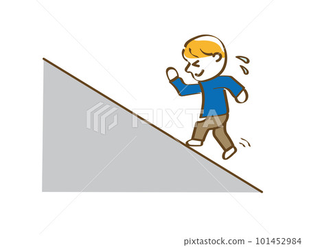A man who finds it difficult to climb a slope (concrete) A man who finds it difficult to climb a slope (concrete) 101452984