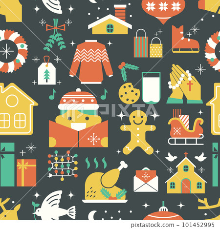 Christmas icons set seamless pattern illustration Christmas icons set seamless pattern illustration 101452995