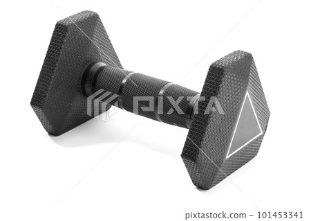 Black Hex dumbbell isolated on white background 101453341