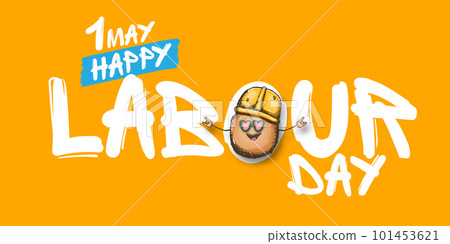 1 may labour day horizontal banner with cartoon funky rock n roll labour potato character with sunglasses and orange helmet isolated on orange background. Mayday cartoon poster design template 1 may labour day horizontal banner with cartoon funky rock n roll labour potato character with sunglasses and orange helmet isolated on orange background. Mayday cartoon poster design template 101453621