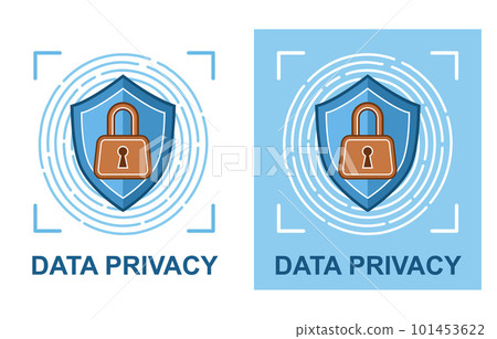 Shield data privacy protection, cyber security, fingerprint scan person identification icon. Confidential private information protect system. Mobile finger touch recognition. Online connection vector Shield data privacy protection, cyber security, fingerprint scan person identification icon. Confidential private information protect system. Mobile finger touch recognition. Online connection vector 101453622