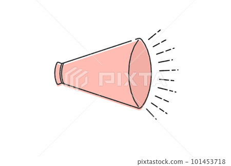 Hand-drawn simple and stylish pink megaphone line drawing illustration - image material for sports festival, support, sale 101453718