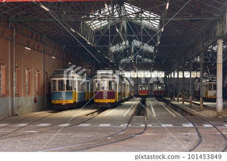 Electric trains at the depot Electric trains at the depot 101453849