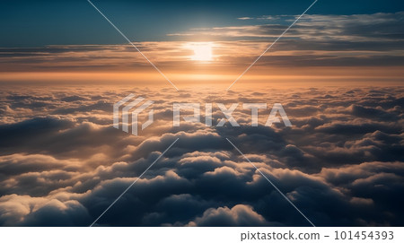 太陽從雲海中升起AI生成的圖像 101454393