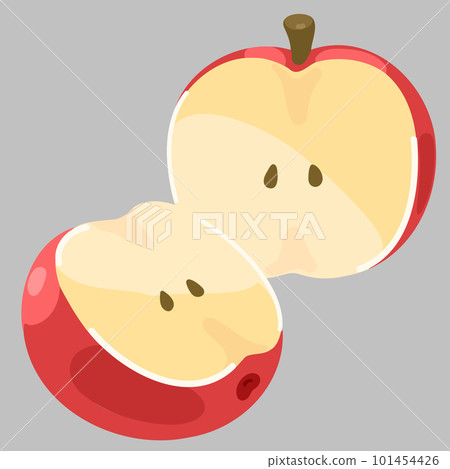 Illustration of an apple cut in half No main line 101454426