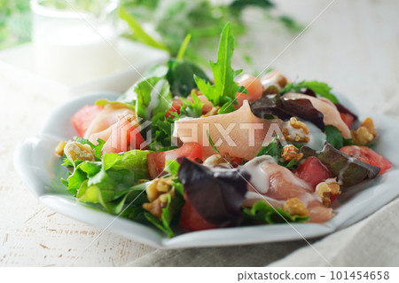 Tomato and raw ham salad Tomato and raw ham salad 101454658