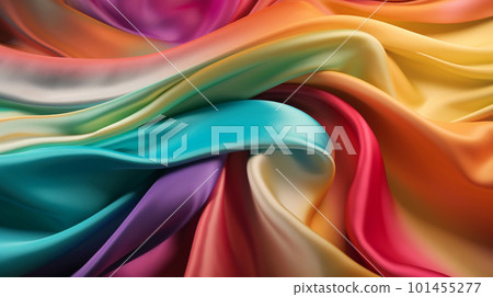 Smooth and Soft rainbow colored Satin Silk Background. Generative AI Smooth and Soft rainbow colored Satin Silk Background. Generative AI 101455277