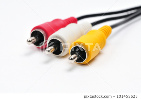 Analog audio video cable of RCA standard on white background Analog audio video cable of RCA standard on white background 101455623