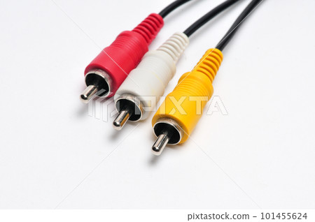 Analog audio video cable of RCA standard on white background Analog audio video cable of RCA standard on white background 101455624