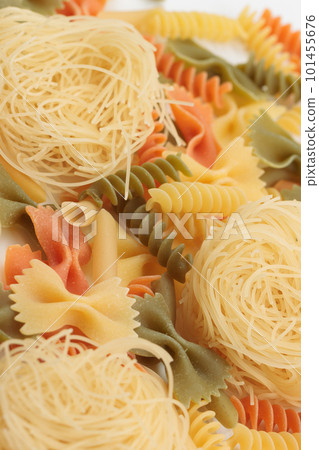 Tricolor macaroni of different types. 101455676