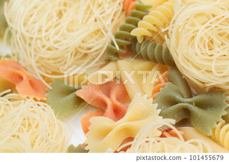 Tricolor macaroni of different types. 101455679