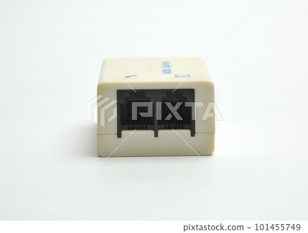 Splitter for connecting the phone and ADSL router to the Internet on a white background Splitter for connecting the phone and ADSL router to the Internet on a white background 101455749