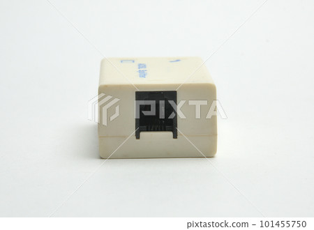 Splitter for connecting the phone and ADSL router to the Internet on a white background Splitter for connecting the phone and ADSL router to the Internet on a white background 101455750
