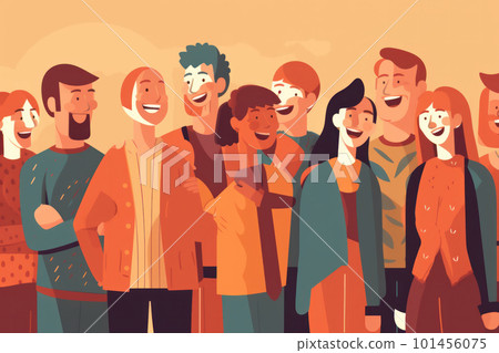 A joyful gathering of friends, of different genders and ethnicities, enjoying leisure activities and celebrating life's moments together - AI Generative. A joyful gathering of friends, of different genders and ethnicities, enjoying leisure activities and celebrating life's moments together - AI Generative. 101456075