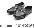 Men's leather moccasins on a white background 101456364