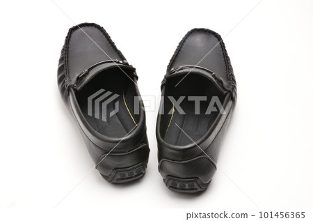 Men's leather moccasins on a white background 101456365