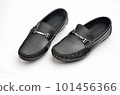 Men's leather moccasins on a white background 101456366