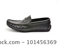 Men's leather moccasins on a white background 101456369