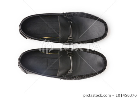 Men's leather moccasins on a white background 101456370