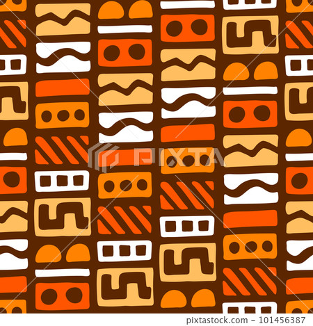 African seamless pattern. Hand stamp printing. Ethnic folk texture. African seamless pattern. Hand stamp printing. Ethnic folk texture. 101456387