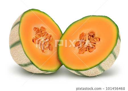 Cantaloupe melon isolated on white background with full depth of field, 101456468