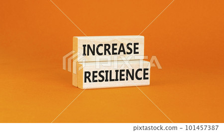 Increase resilience symbol. Concept word Increase resilience typed on wooden blocks. Beautiful orange table orange background. Business and increase resilience concept. Copy space. Increase resilience symbol. Concept word Increase resilience typed on wooden blocks. Beautiful orange table orange background. Business and increase resilience concept. Copy space. 101457387