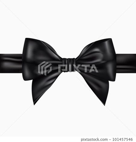 Decorative realistic black bow with ribbon isolated on white background. 101457546