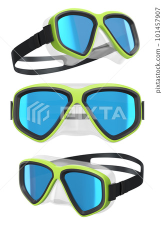 Set of diving mask and snorkel for snorkeling on white background. Set of diving mask and snorkel for snorkeling on white background. 101457907