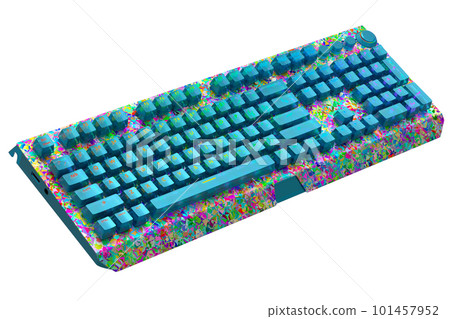 Realistic computer keyboard with seamless wavy pattern isolated on white Realistic computer keyboard with seamless wavy pattern isolated on white 101457952