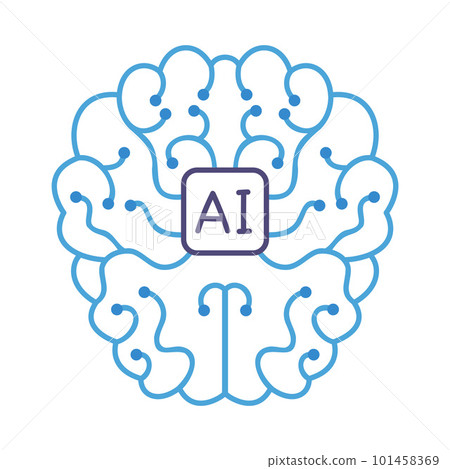 Brain Artificial Intelligence as Future Nano Technology Vector Illustration 101458369