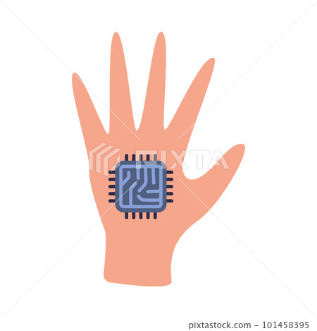 Human Hand with Implanted Chip as Future Nano Technology Vector Illustration 101458395