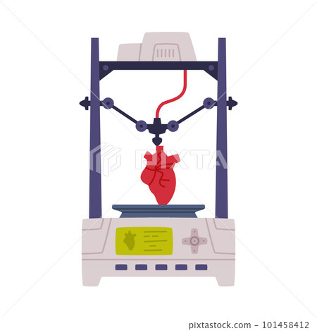 Medical 3D Printer for Body Organ Duplication as Future Technology Device Vector Illustration 101458412