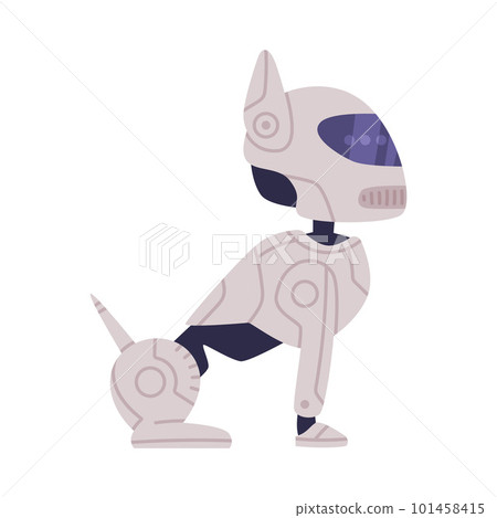 Dog Robot with Metal Spare Parts and Joints as Future Technology Device Vector Illustration 101458415
