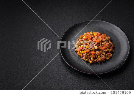 Delicious veggie salad with canned tuna and mexican vegetable mix 101459109