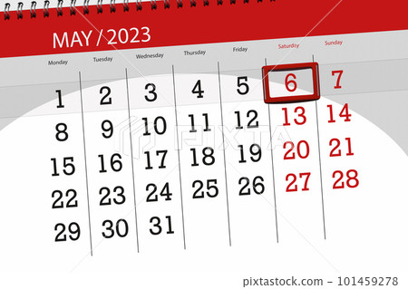 Calendar 2023, deadline, day, month, page, organizer, date, May, saturday, number 6 101459278