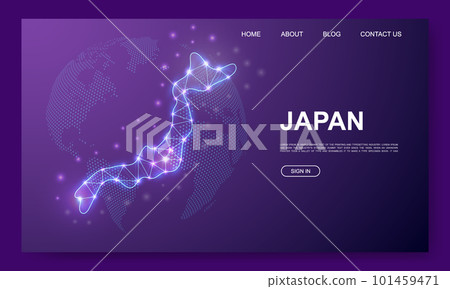 Japan 3d low poly website template. Japan map design illustration concept. Polygonal Country map symbol for website design 101459471